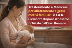 Ricorso Università Medicina, trasferimento a UniUPO per allattamento al seno: l’avv. Romano vince