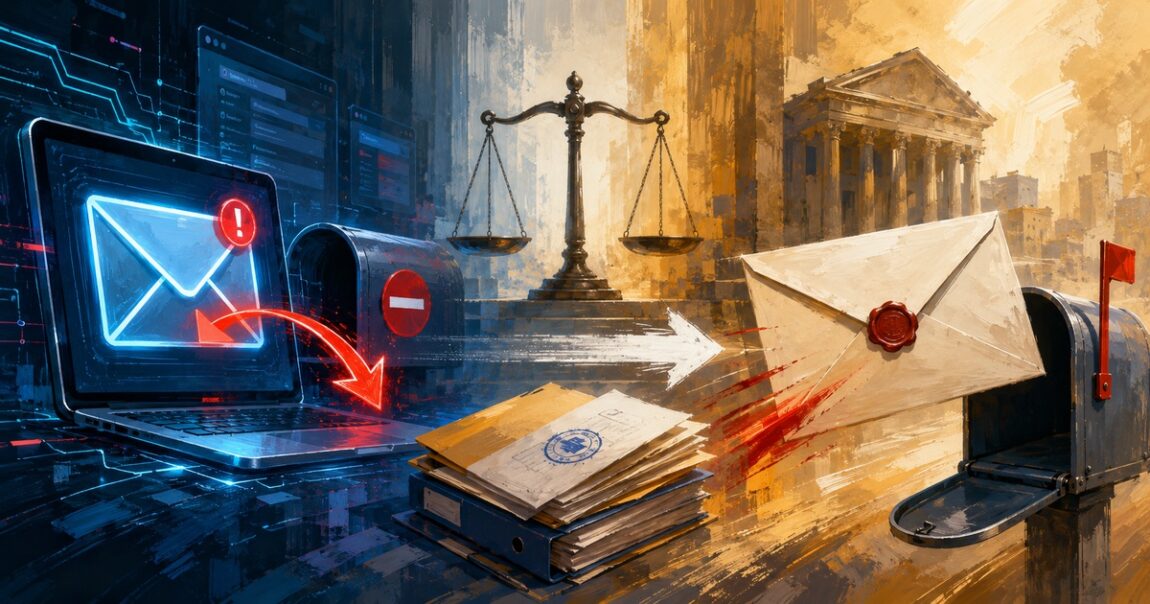 Notifica PEC non perfezionata e obbligo di raccomandata informativa: il deposito su InfoCamere non basta